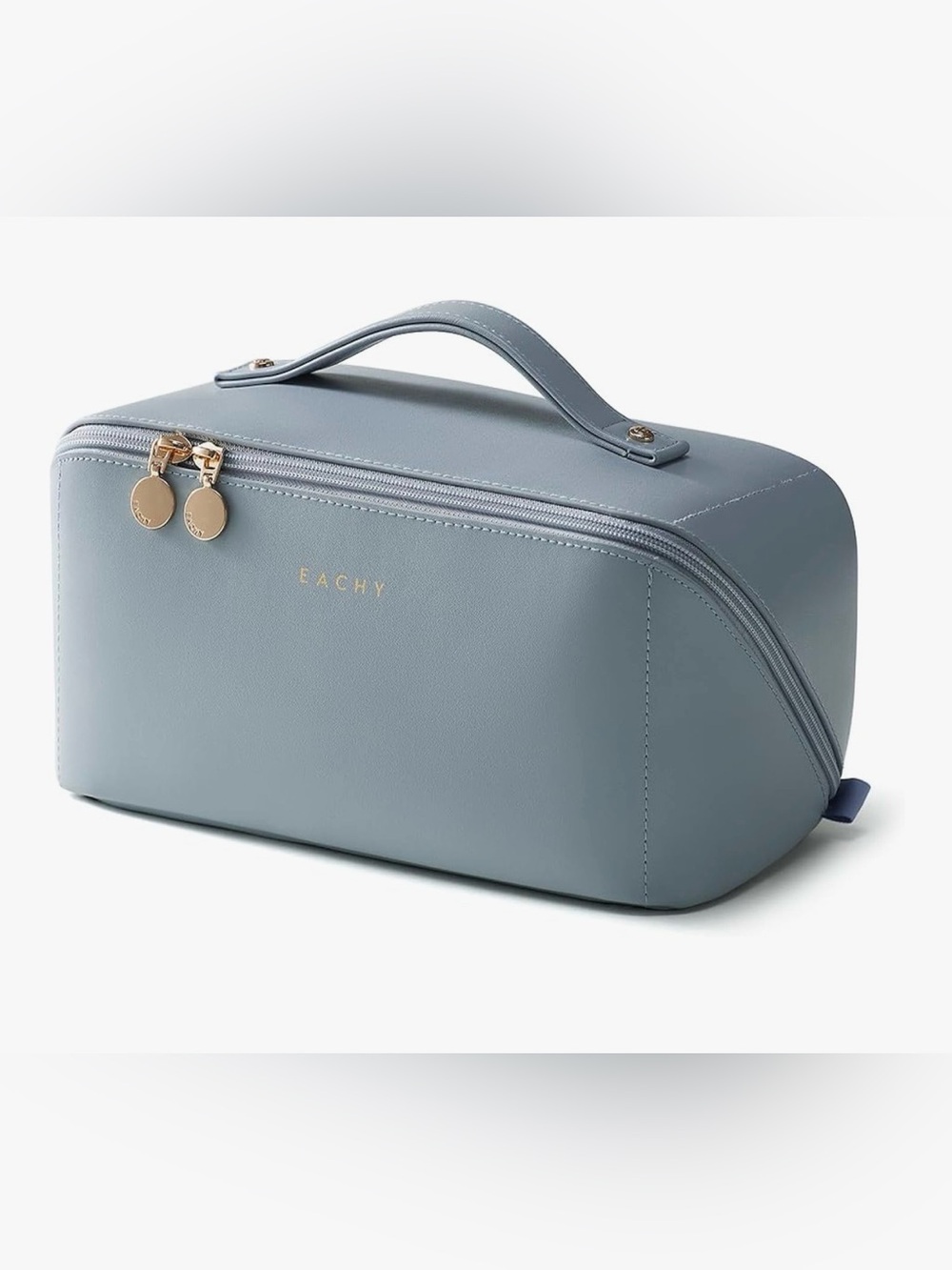 SOLDSOLDNEW Makeup Cosmetic Bag Flat-Open Eachy Waterproof Vegan Leather Lt